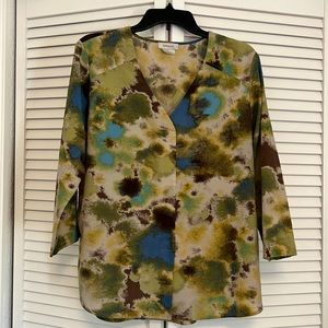 VAN HEUSEN WOMEN'S BLOUSE 3/4 SLEEVE PULLOVER MULTICOLOR POLYESTER SIZE L